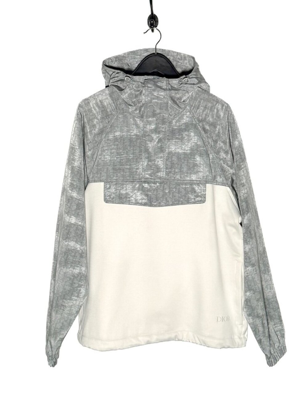 Dior 2021 Grey Oblique Ivory Technical Hooded Anorak Jacket